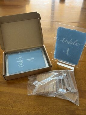Blue Acrylic Table Number Sign Set for Events